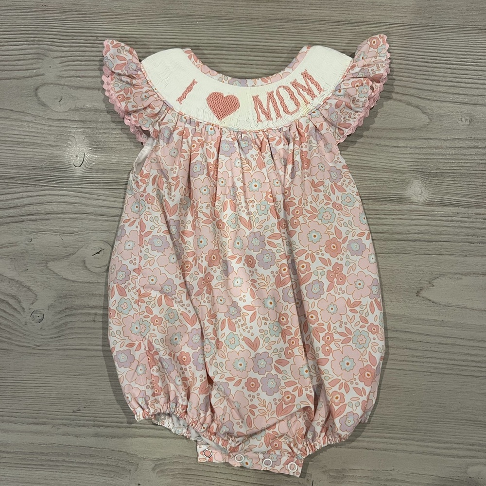 Pink Floral 'I Love Mom' Bubble